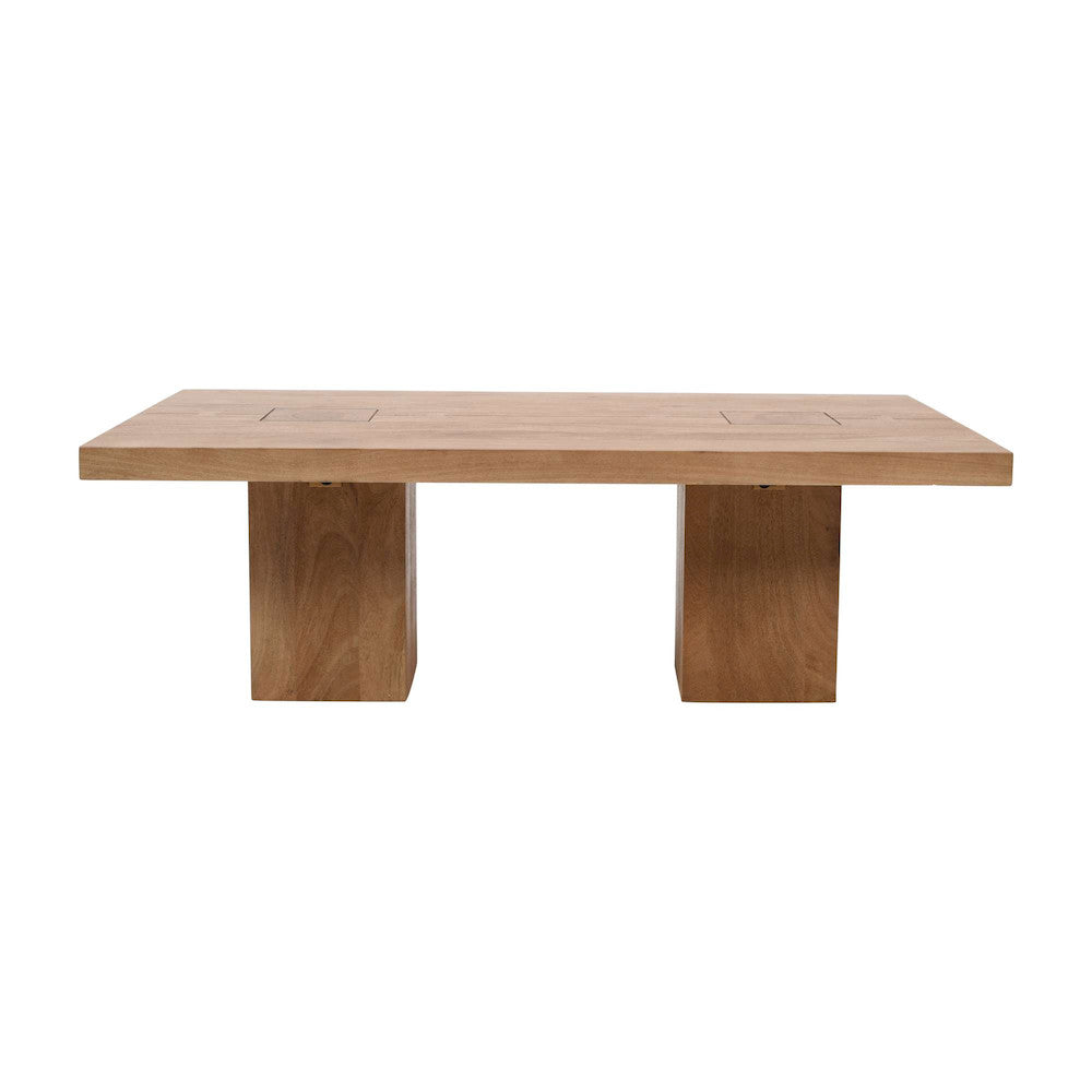 Jofran - Sequoia Modern Rustic 54in Solid Wood Double Pedestal Coffee Table with Butterfly Joint Inlay - Revised Design in Rustic Brown - 2350-1BRTBKT view 3