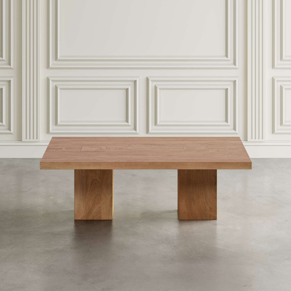 Jofran - Sequoia Modern Rustic 54in Solid Wood Double Pedestal Coffee Table with Butterfly Joint Inlay - Revised Design in Rustic Brown - 2350-1BRTBKT view 4
