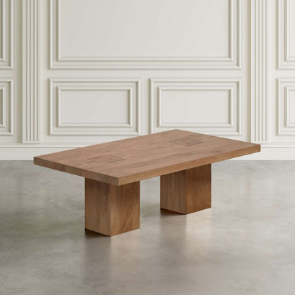 Jofran - Sequoia Modern Rustic 54in Solid Wood Double Pedestal Coffee Table with Butterfly Joint Inlay - Revised Design in Rustic Brown - 2350-1BRTBKT view 5