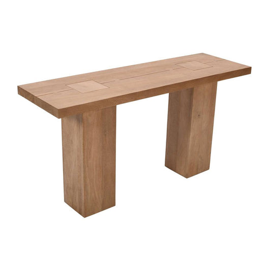 Jofran - Sequoia Modern Rustic 58in Solid Wood Double Pedestal Console Sofa Table with Butterfly Joint Inlay in Rustic Brown - 2350-4TBKT veiw 1