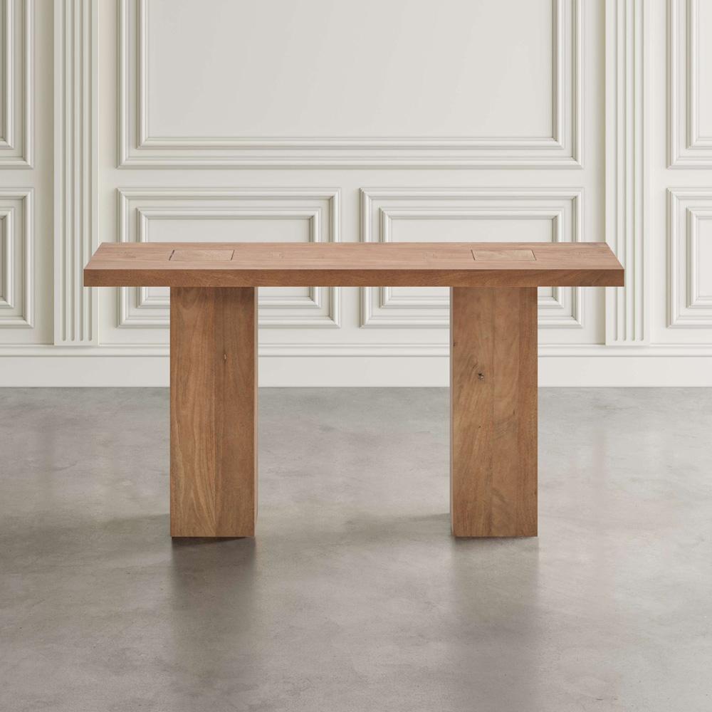 Jofran - Sequoia Modern Rustic 58in Solid Wood Double Pedestal Console Sofa Table with Butterfly Joint Inlay in Rustic Brown - 2350-4TBKT veiw 8