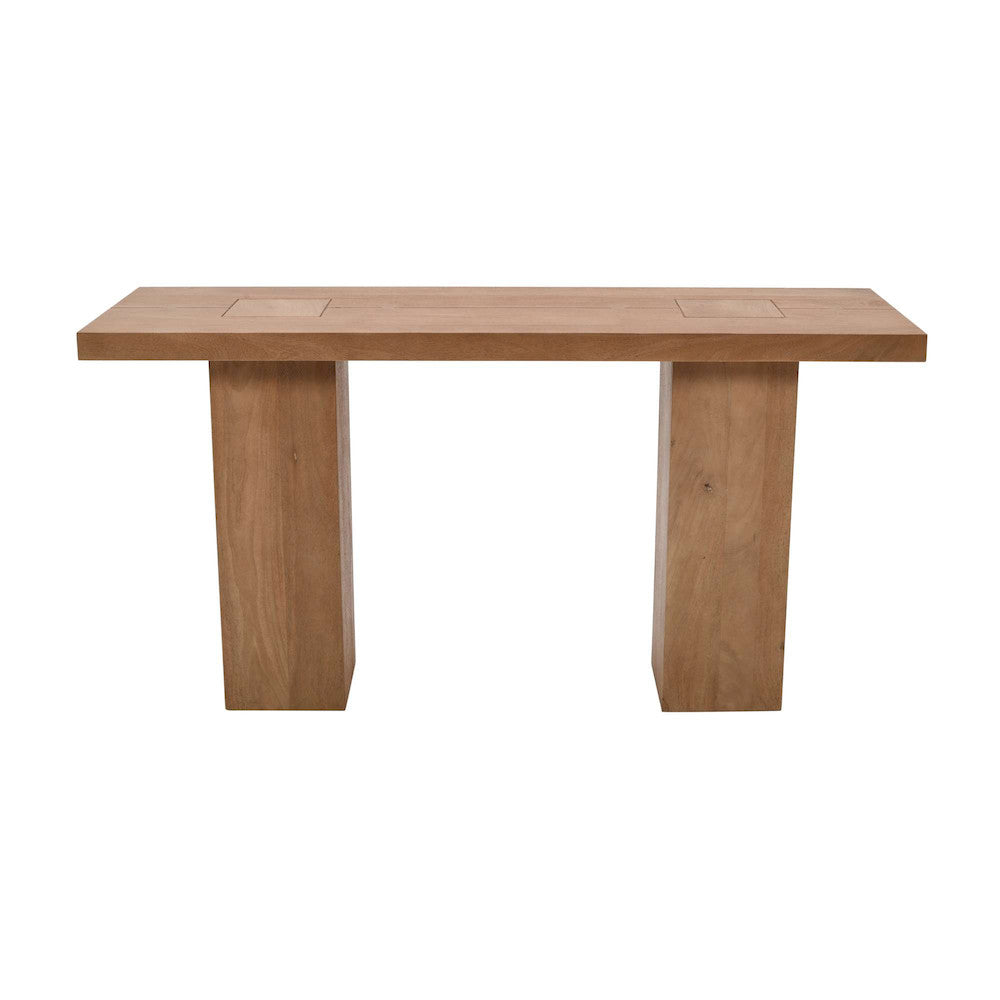Jofran - Sequoia Modern Rustic 58in Solid Wood Double Pedestal Console Sofa Table with Butterfly Joint Inlay in Rustic Brown - 2350-4TBKT view 3