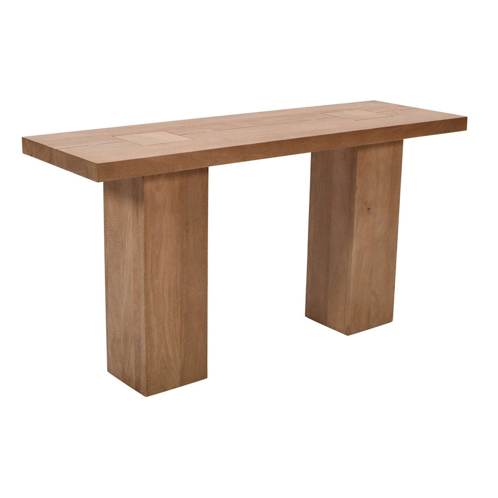 Jofran - Sequoia Modern Rustic 58in Solid Wood Double Pedestal Console Sofa Table with Butterfly Joint Inlay in Rustic Brown - 2350-4TBKT view 4