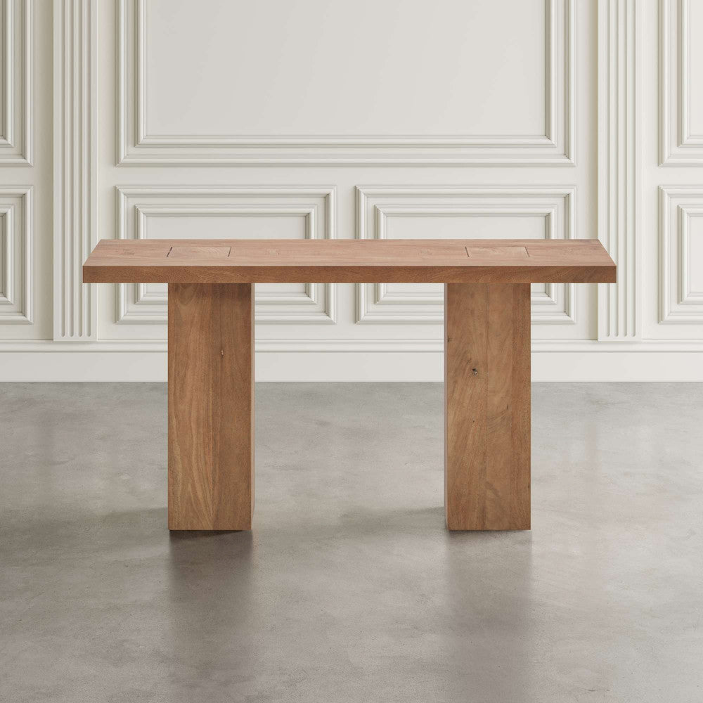 Jofran - Sequoia Modern Rustic 58in Solid Wood Double Pedestal Console Sofa Table with Butterfly Joint Inlay in Rustic Brown - 2350-4TBKT view 5