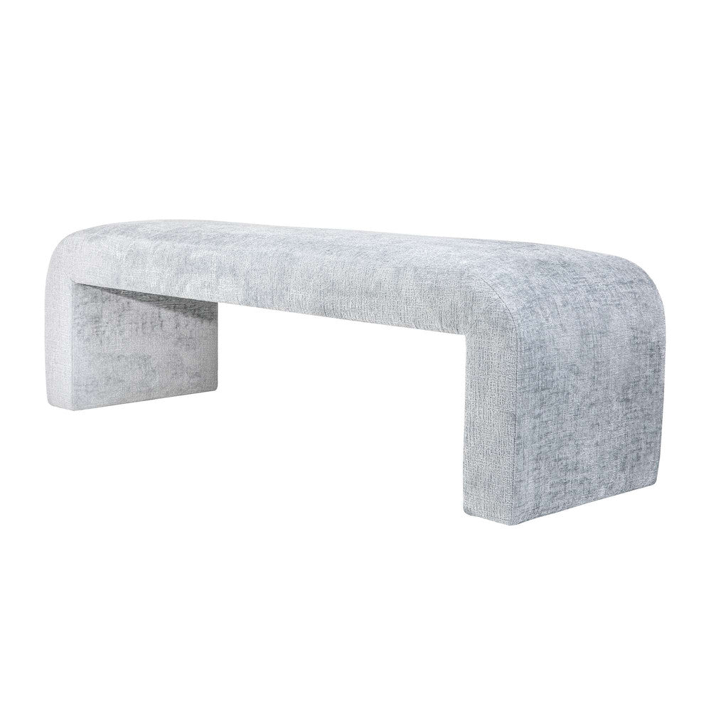 Jofran - Sophia Modern Luxury Curved Upholstered Jacquard Bench - Large, Blue - SOPHIA-BN-LGBLU view 2