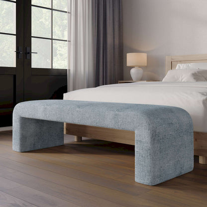 Jofran - Sophia Modern Luxury Curved Upholstered Jacquard Bench - Large, Blue - SOPHIA-BN-LGBLU view 5