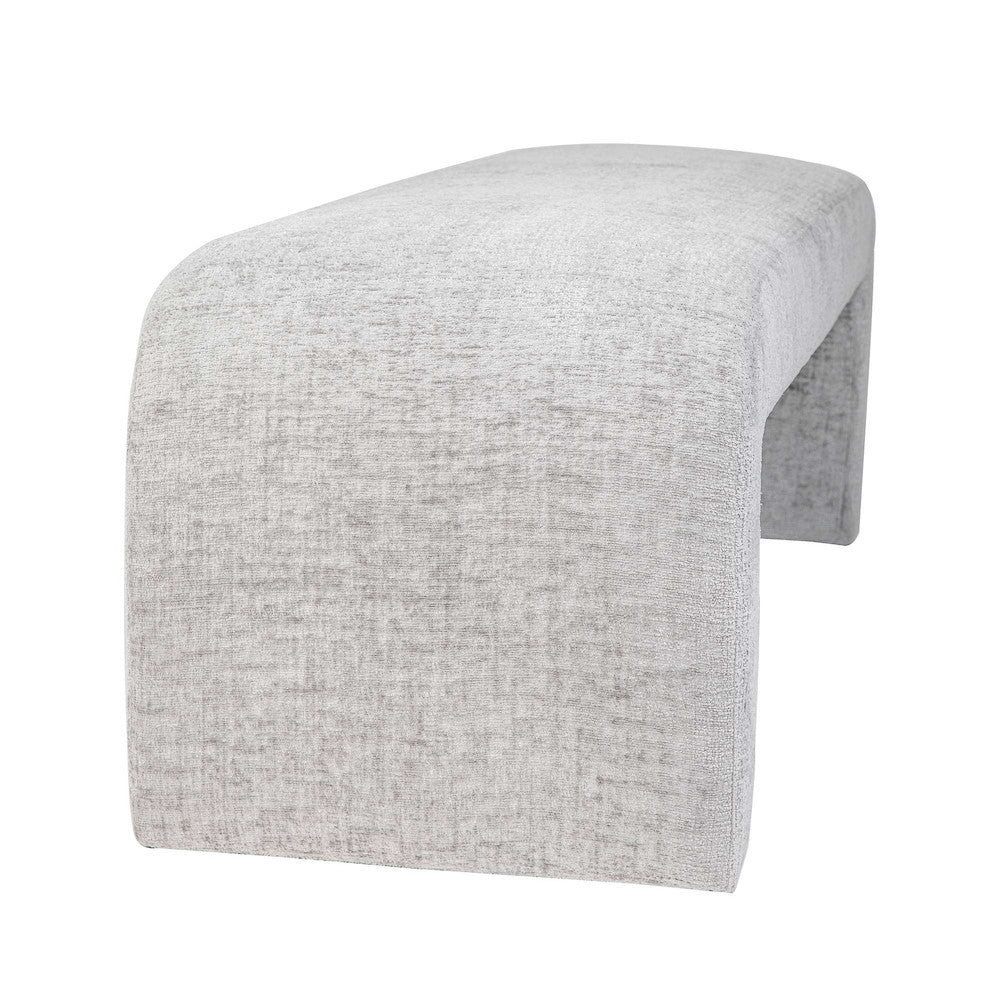 Jofran - Sophia Modern Luxury Curved Upholstered Jacquard Bench - Large, Grey - SOPHIA-BN-LGGRY view 4