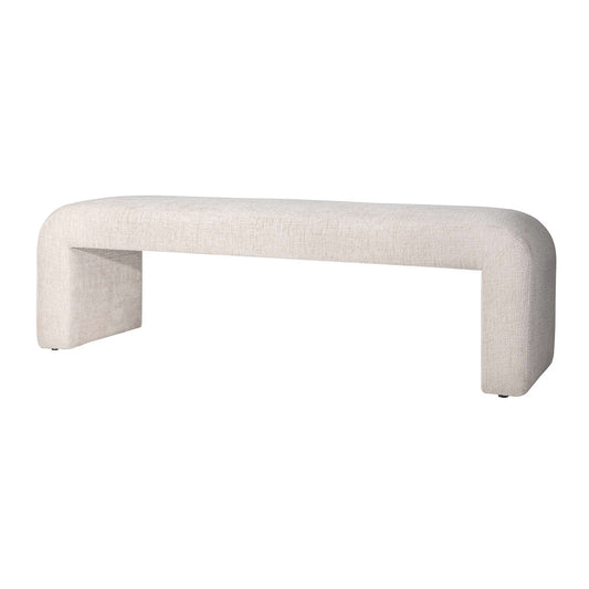Jofran - Sophia Modern Luxury Curved Upholstered Jacquard Bench - Large, Natural - SOPHIA-BN-LGNAT view 2