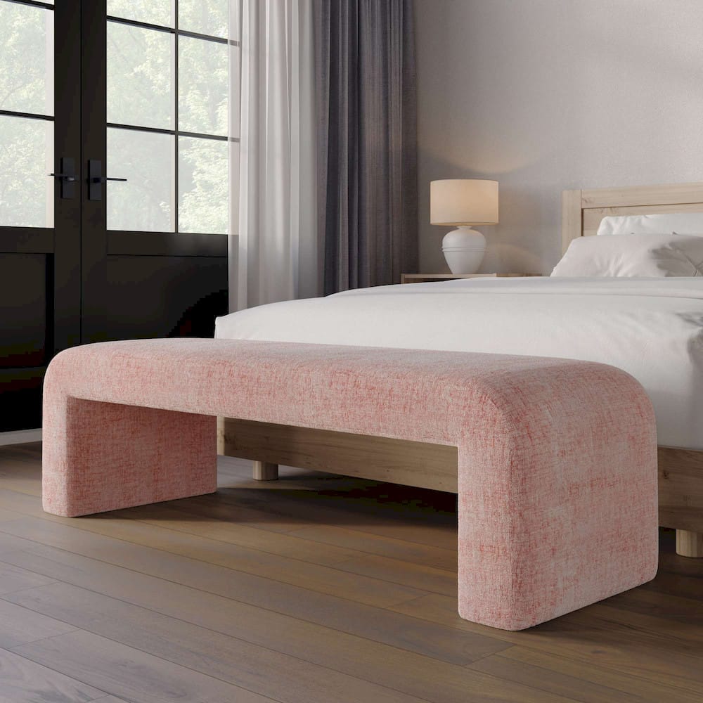 Jofran - Sophia Modern Luxury Curved Upholstered Jacquard Bench - Large, Pink - SOPHIA-BN-LGPNK view 5