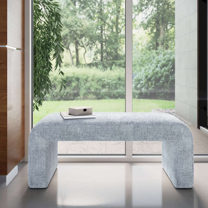 Jofran - Sophia Modern Luxury Curved Upholstered Jacquard Bench - Small, Blue - SOPHIA-BN-SMBLU view 4