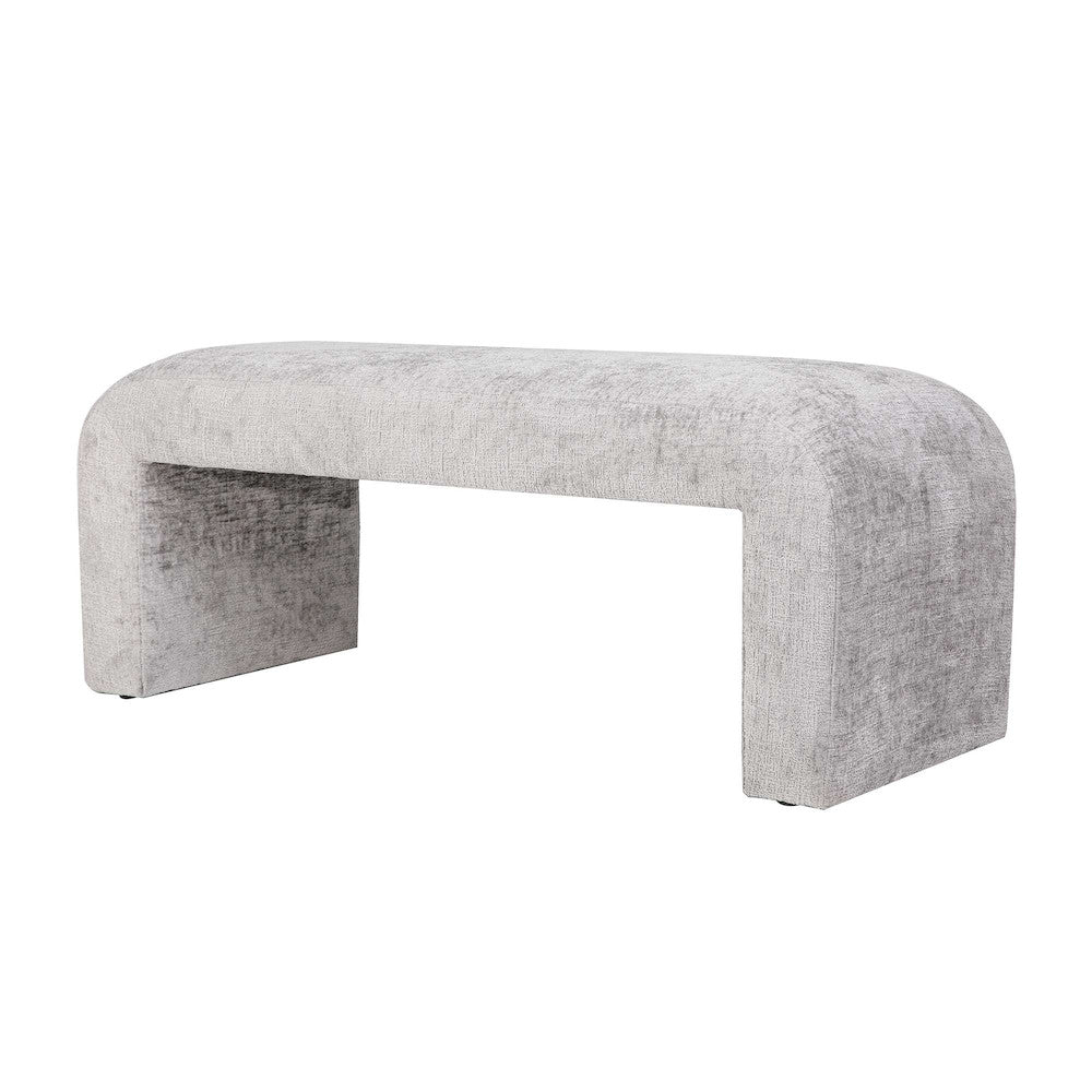 Jofran - Sophia Modern Luxury Curved Upholstered Jacquard Bench - Small, Grey - SOPHIA-BN-SMGRY view 2