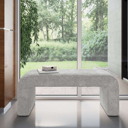 Jofran - Sophia Modern Luxury Curved Upholstered Jacquard Bench - Small, Grey - SOPHIA-BN-SMGRY view 4