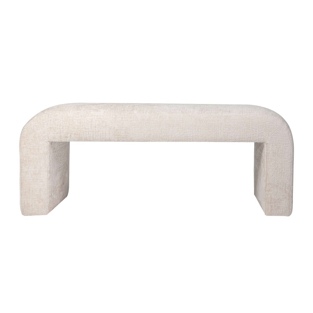 Jofran - Sophia Modern Luxury Curved Upholstered Jacquard Bench - Small, Natural - SOPHIA-BN-SMNAT view 1