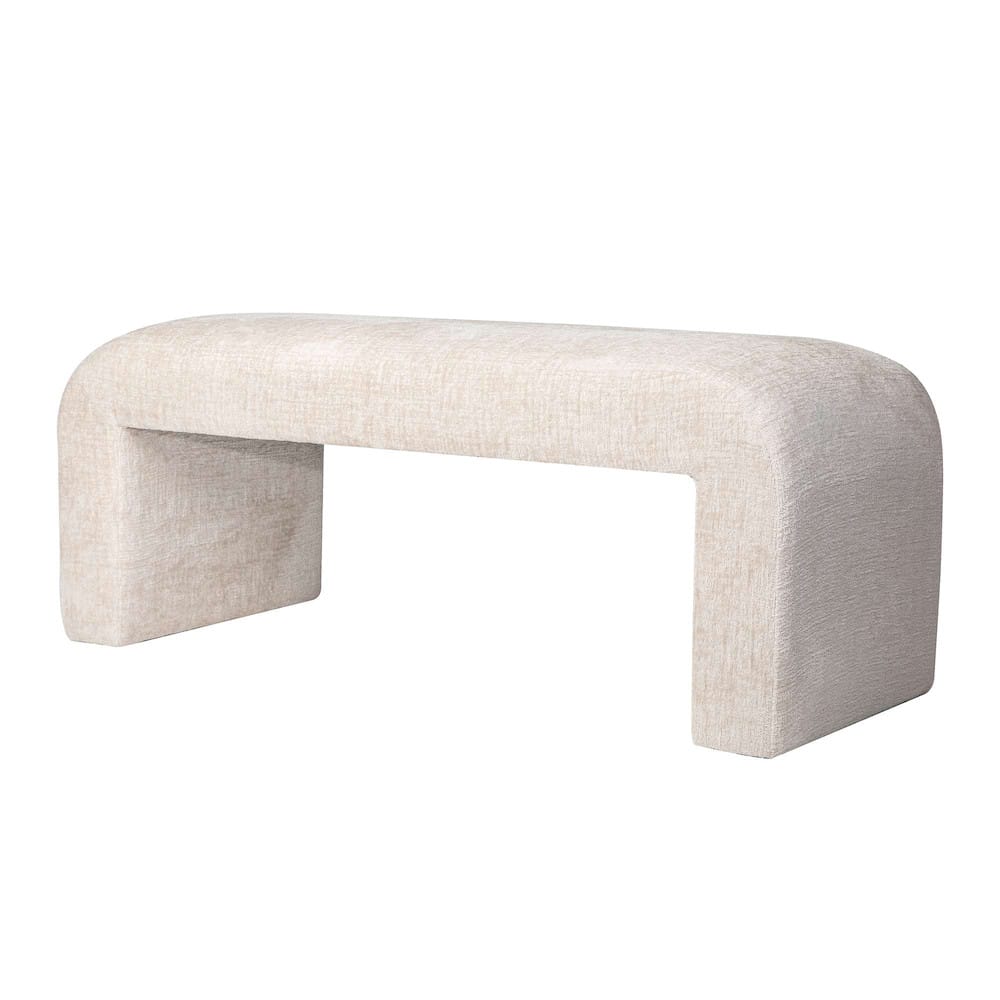 Jofran - Sophia Modern Luxury Curved Upholstered Jacquard Bench - Small, Natural - SOPHIA-BN-SMNAT view 2