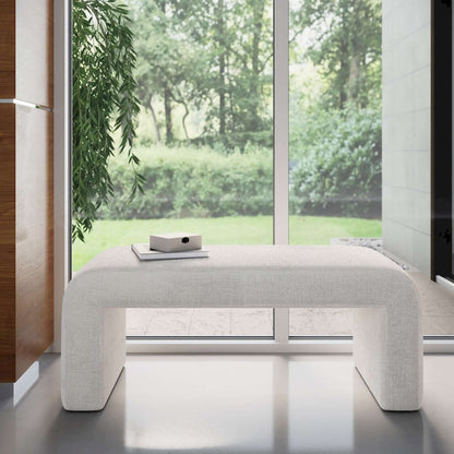 Jofran - Sophia Modern Luxury Curved Upholstered Jacquard Bench - Small, Natural - SOPHIA-BN-SMNAT view 4
