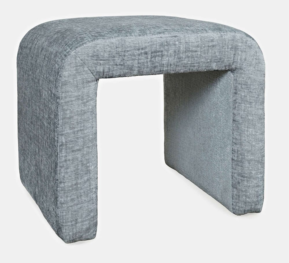 Jofran - Sophia Modern Luxury Curved Upholstered Jacquard Petite Ottoman Bench (Set of 2) Blue - SOPHIA-BN-PTBLU view 2