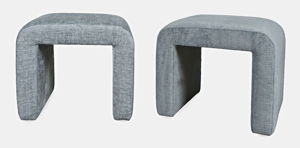 Jofran - Sophia Modern Luxury Curved Upholstered Jacquard Petite Ottoman Bench (Set of 2) Blue - SOPHIA-BN-PTBLU view 3