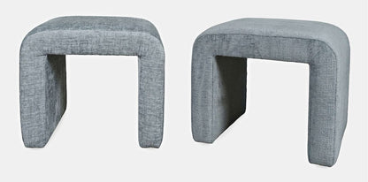 Jofran - Sophia Modern Luxury Curved Upholstered Jacquard Petite Ottoman Bench (Set of 2) Blue - SOPHIA-BN-PTBLU view 3