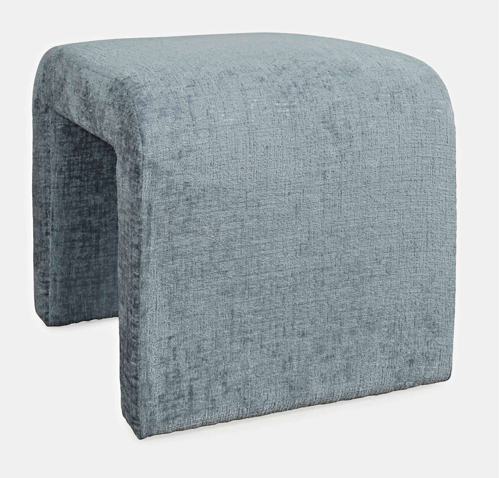 Jofran - Sophia Modern Luxury Curved Upholstered Jacquard Petite Ottoman Bench (Set of 2) Blue - SOPHIA-BN-PTBLU view 7