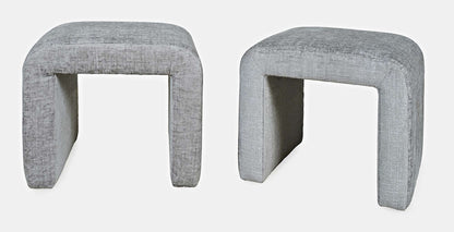Jofran - Sophia Modern Luxury Curved Upholstered Jacquard Petite Ottoman Bench (Set of 2) Grey - SOPHIA-BN-PTGRY view 3