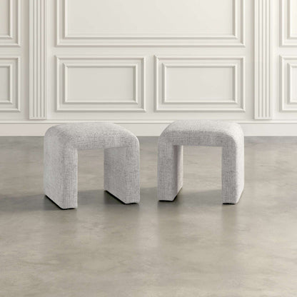 Jofran - Sophia Modern Luxury Curved Upholstered Jacquard Petite Ottoman Bench (Set of 2) Grey - SOPHIA-BN-PTGRY view 4