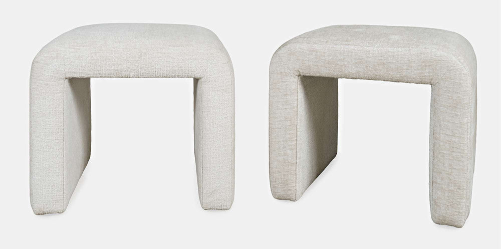 Jofran - Sophia Modern Luxury Curved Upholstered Jacquard Petite Ottoman Bench (Set of 2) Natural - SOPHIA-BN-PTNAT view 3