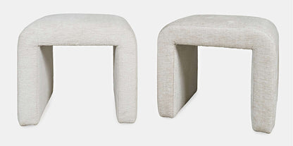 Jofran - Sophia Modern Luxury Curved Upholstered Jacquard Petite Ottoman Bench (Set of 2) Natural - SOPHIA-BN-PTNAT view 3