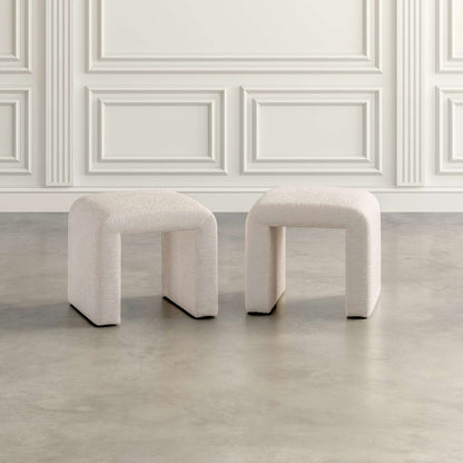 Jofran - Sophia Modern Luxury Curved Upholstered Jacquard Petite Ottoman Bench (Set of 2) Natural - SOPHIA-BN-PTNAT view 4