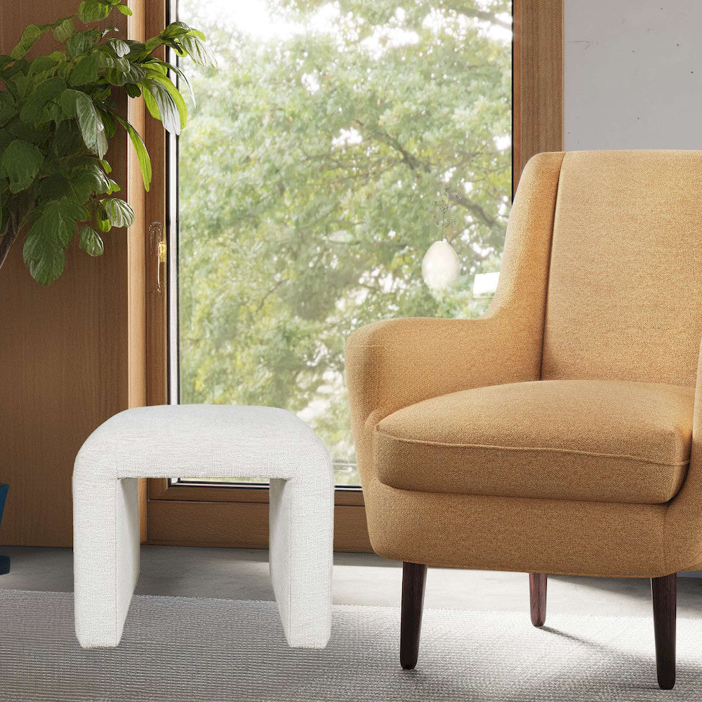 Jofran - Sophia Modern Luxury Curved Upholstered Jacquard Petite Ottoman Bench (Set of 2) Natural - SOPHIA-BN-PTNAT view 5