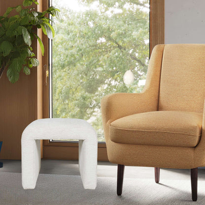 Jofran - Sophia Modern Luxury Curved Upholstered Jacquard Petite Ottoman Bench (Set of 2) Natural - SOPHIA-BN-PTNAT view 5