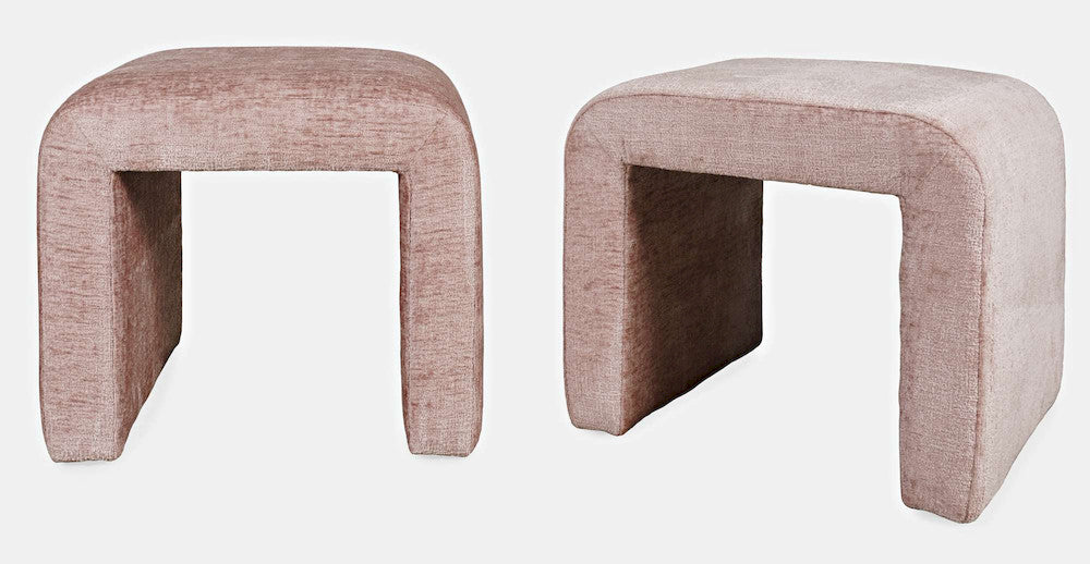Jofran - Sophia Modern Luxury Curved Upholstered Jacquard Petite Ottoman Bench (Set of 2) Pink - SOPHIA-BN-PTPNK view 3