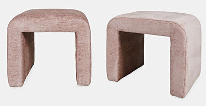 Jofran - Sophia Modern Luxury Curved Upholstered Jacquard Petite Ottoman Bench (Set of 2) Pink - SOPHIA-BN-PTPNK view 3