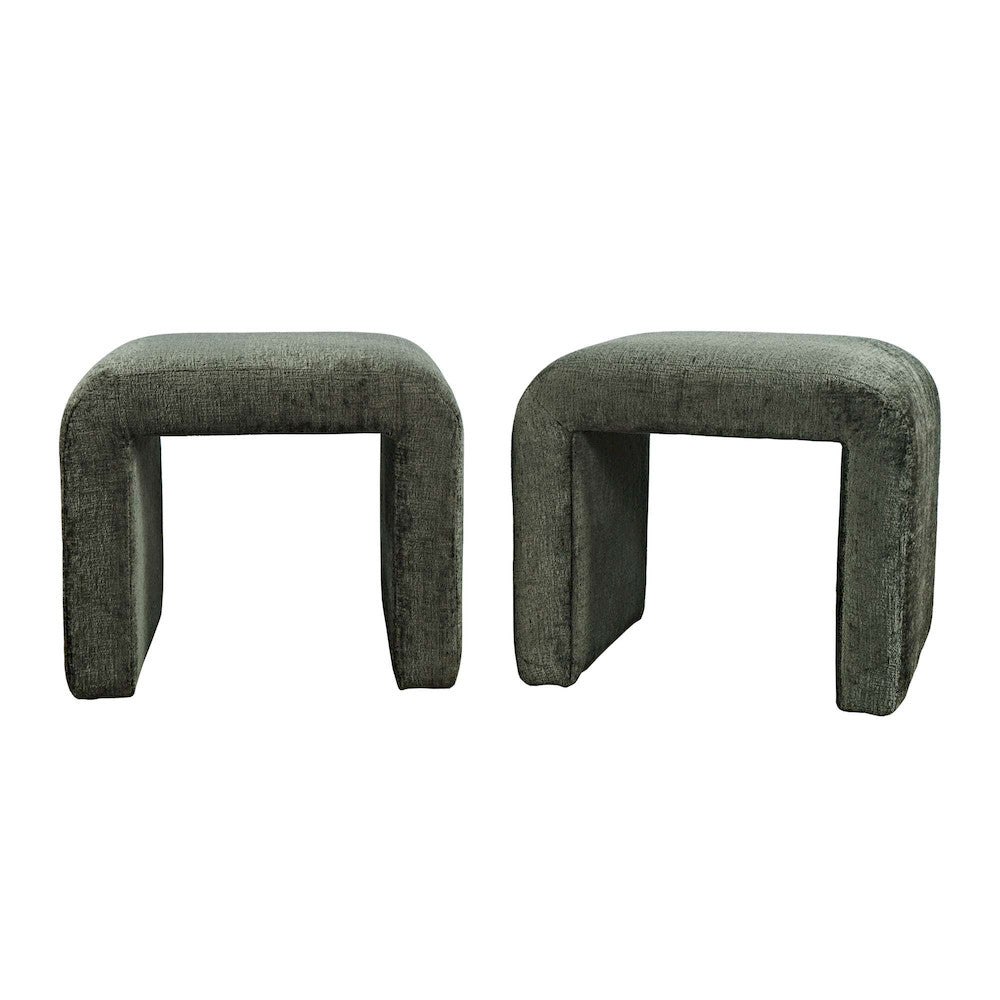 Jofran - Sophia Modern Luxury Curved Upholstered Waterfall Jacquard Petite Ottoman Bench - Set of 2 - SOPHIA-BN-PTFOR view 3