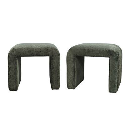 Jofran - Sophia Modern Luxury Curved Upholstered Waterfall Jacquard Petite Ottoman Bench - Set of 2 - SOPHIA-BN-PTFOR view 3