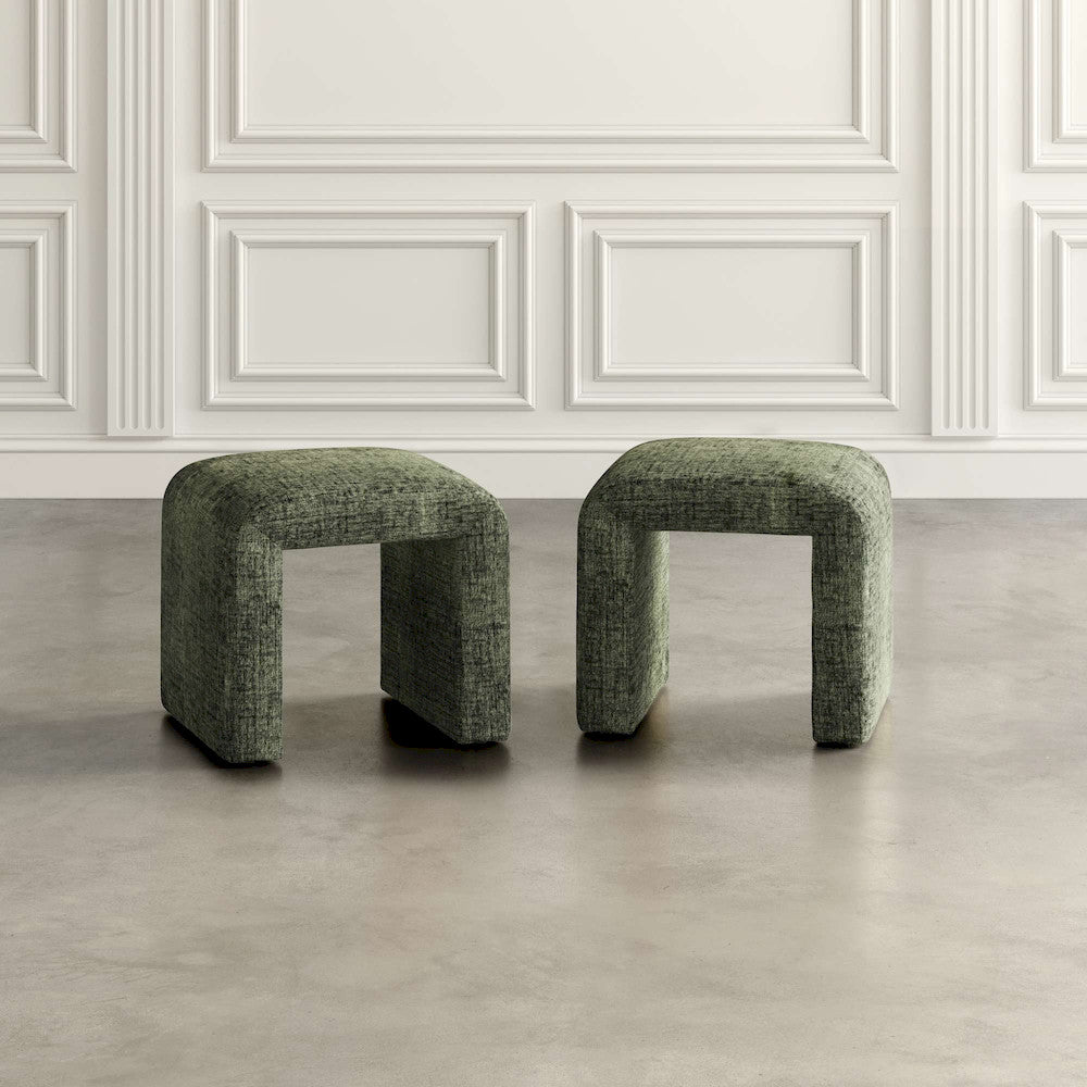 Jofran - Sophia Modern Luxury Curved Upholstered Waterfall Jacquard Petite Ottoman Bench - Set of 2 - SOPHIA-BN-PTFOR view 4