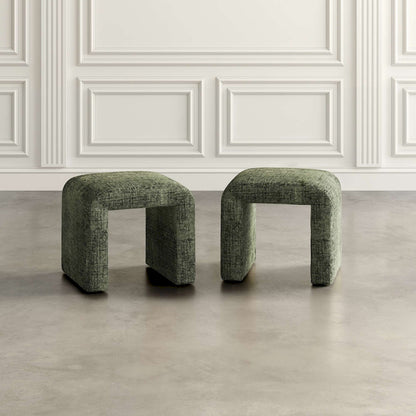 Jofran - Sophia Modern Luxury Curved Upholstered Waterfall Jacquard Petite Ottoman Bench - Set of 2 - SOPHIA-BN-PTFOR view 4