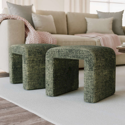 Jofran - Sophia Modern Luxury Curved Upholstered Waterfall Jacquard Petite Ottoman Bench - Set of 2 - SOPHIA-BN-PTFOR view 7