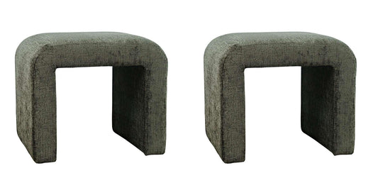 Jofran - Sophia Modern Luxury Curved Upholstered Waterfall Jacquard Petite Ottoman Bench - Set of 2 - SOPHIA-BN-PTFOR veiw 1