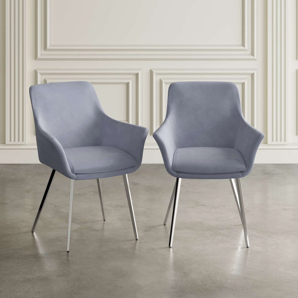 Jofran - Stella Contemporary Modern Upholstered Platinum Dining Chair with Chrome Legs (Set of 2) Platinum - 2271-STELLACHPLT view 5