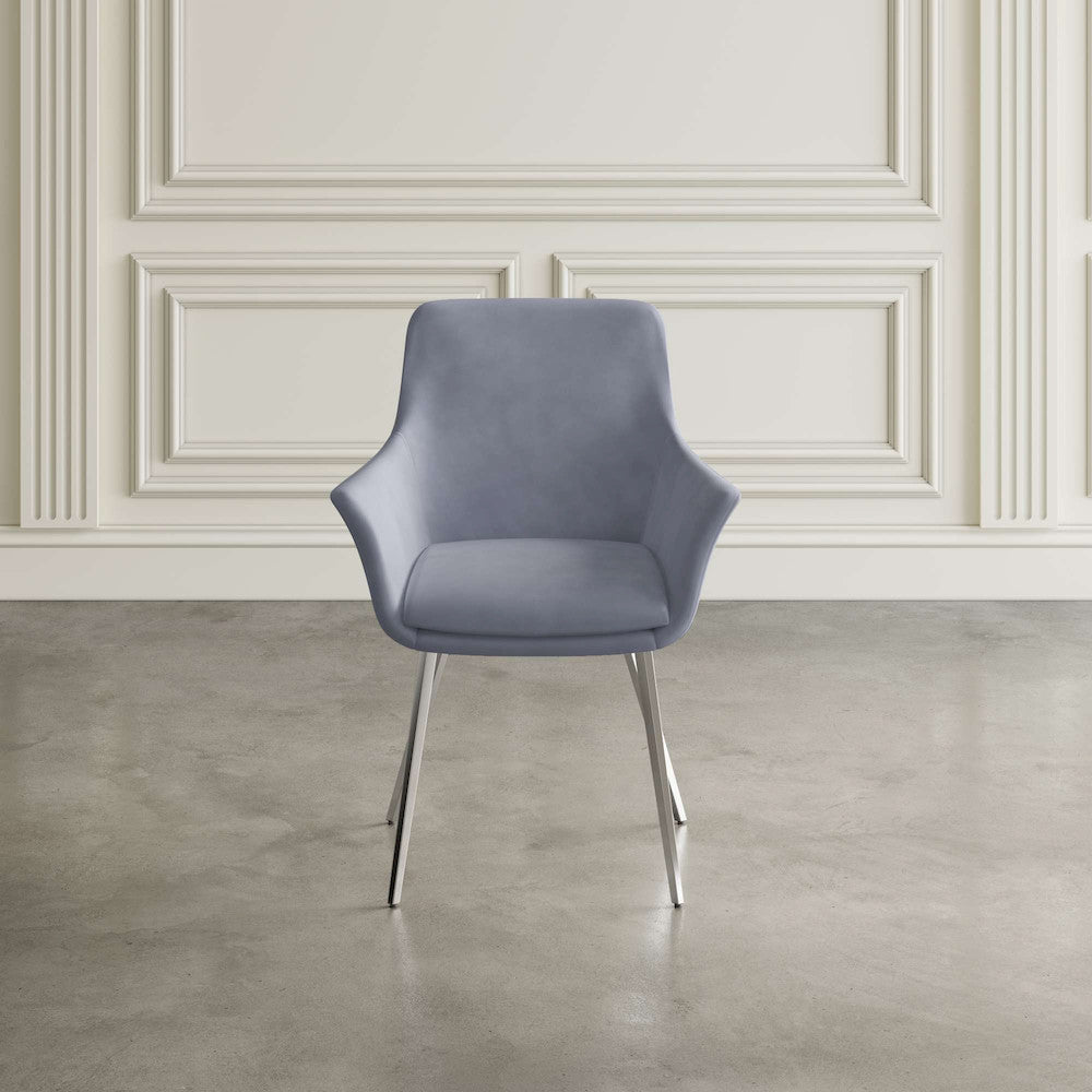 Jofran - Stella Contemporary Modern Upholstered Platinum Dining Chair with Chrome Legs (Set of 2) Platinum - 2271-STELLACHPLT view 6