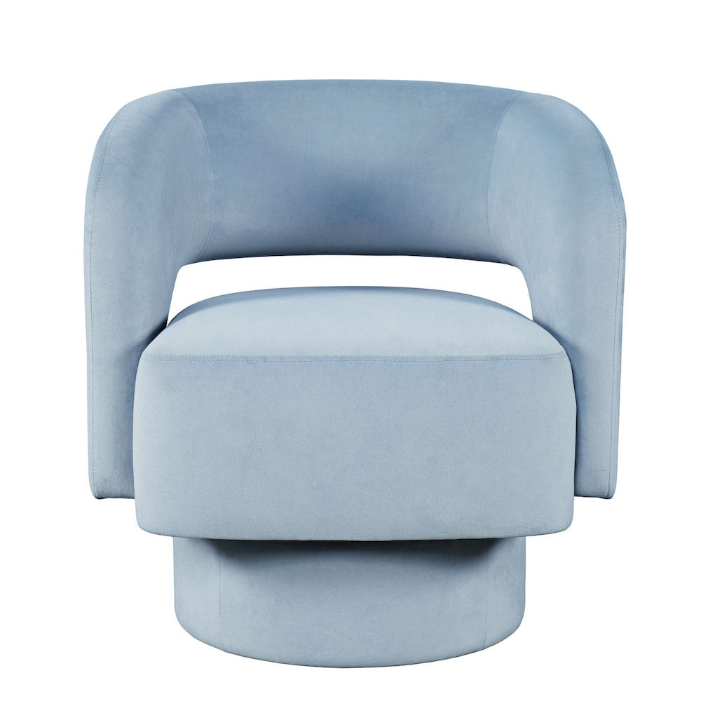 Jofran - Sutton Mid-Century Modern Upholstered Split-Back Curved Sculpture Swivel Accent Chair - Blue - SUTTON-SW-BLUE view 1