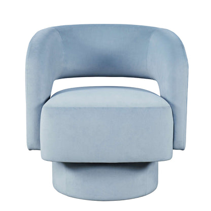Jofran - Sutton Mid-Century Modern Upholstered Split-Back Curved Sculpture Swivel Accent Chair - Blue - SUTTON-SW-BLUE view 1