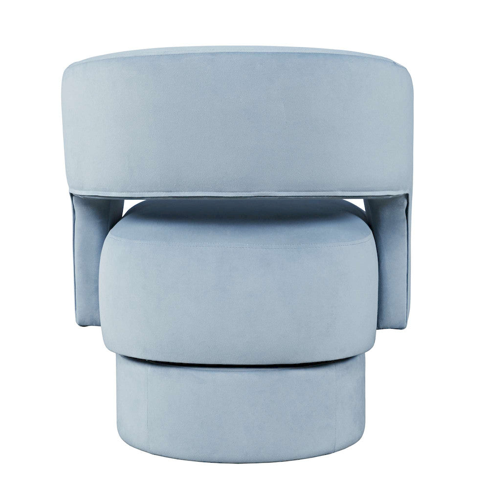 Jofran - Sutton Mid-Century Modern Upholstered Split-Back Curved Sculpture Swivel Accent Chair - Blue - SUTTON-SW-BLUE view 3