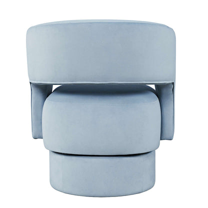 Jofran - Sutton Mid-Century Modern Upholstered Split-Back Curved Sculpture Swivel Accent Chair - Blue - SUTTON-SW-BLUE view 3