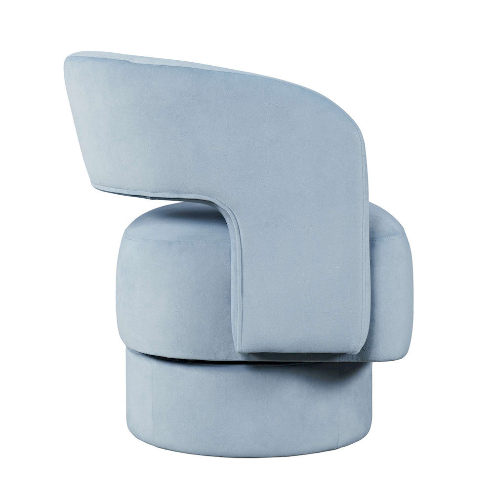 Jofran - Sutton Mid-Century Modern Upholstered Split-Back Curved Sculpture Swivel Accent Chair - Blue - SUTTON-SW-BLUE view 8