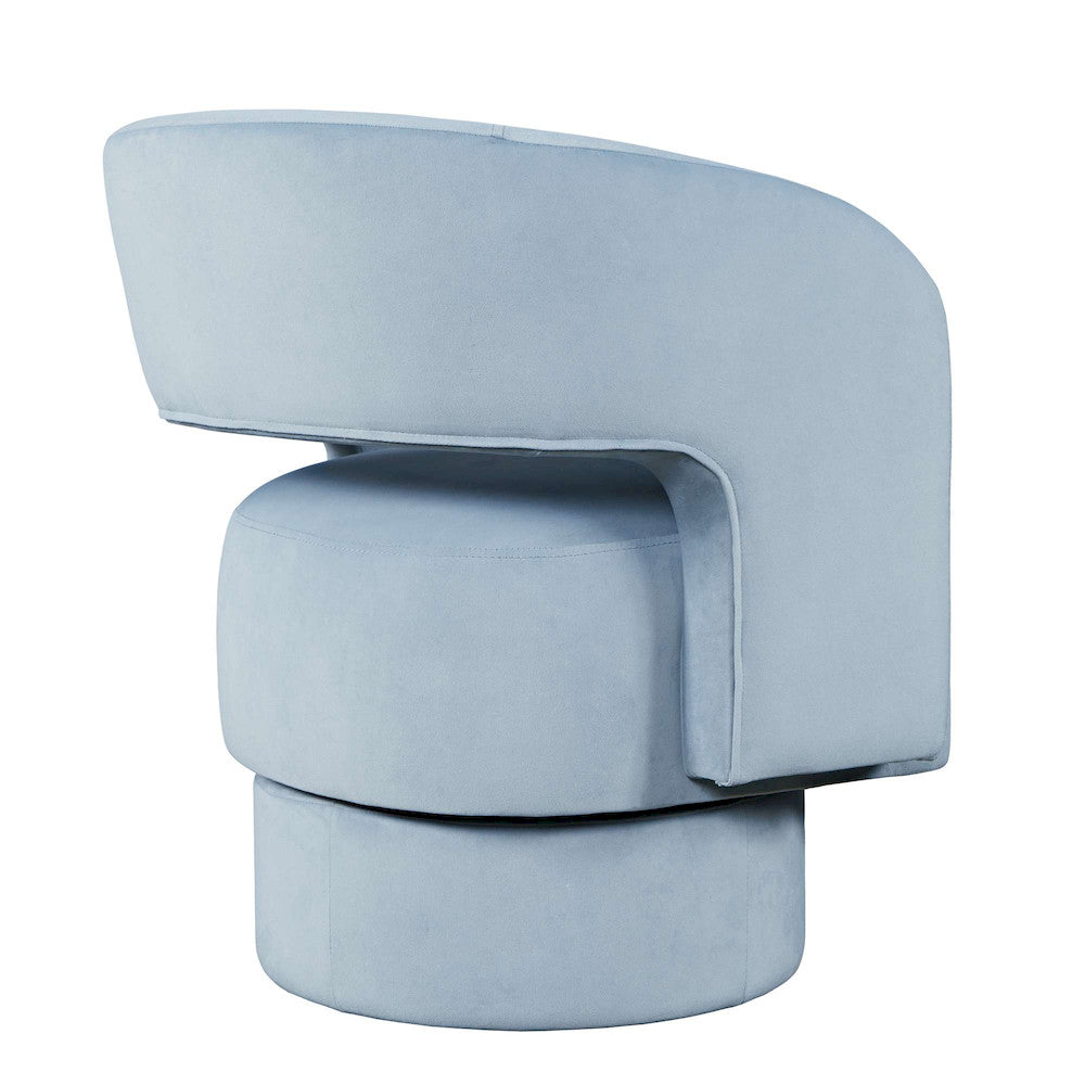 Jofran - Sutton Mid-Century Modern Upholstered Split-Back Curved Sculpture Swivel Accent Chair - Blue - SUTTON-SW-BLUE view 9