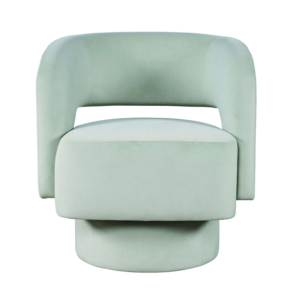 Jofran - Sutton Mid-Century Modern Upholstered Split-Back Curved Sculpture Swivel Accent Chair - Mint - SUTTON-SW-MINT view 1
