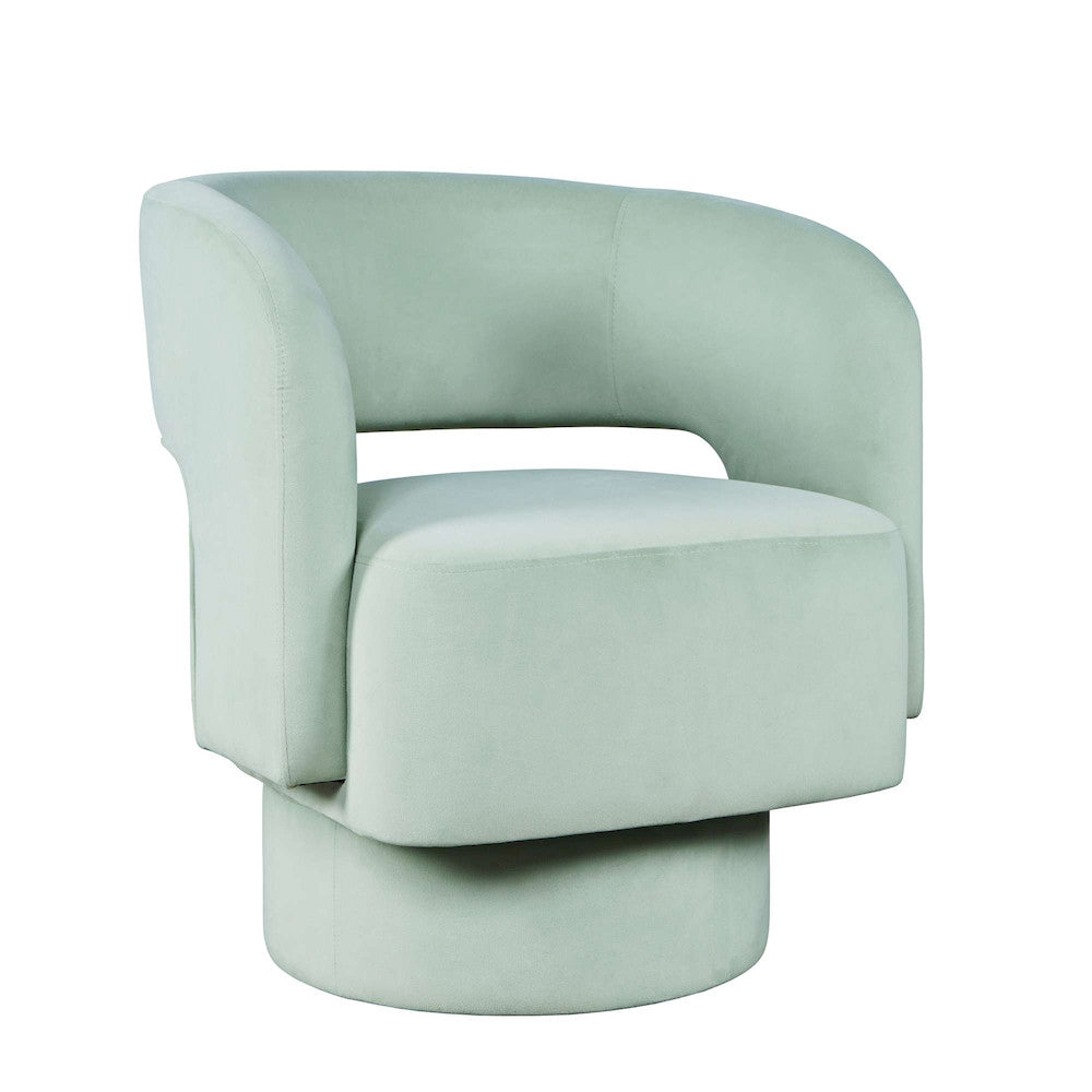 Jofran - Sutton Mid-Century Modern Upholstered Split-Back Curved Sculpture Swivel Accent Chair - Mint - SUTTON-SW-MINT view 2