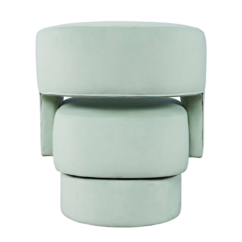 Jofran - Sutton Mid-Century Modern Upholstered Split-Back Curved Sculpture Swivel Accent Chair - Mint - SUTTON-SW-MINT view 3