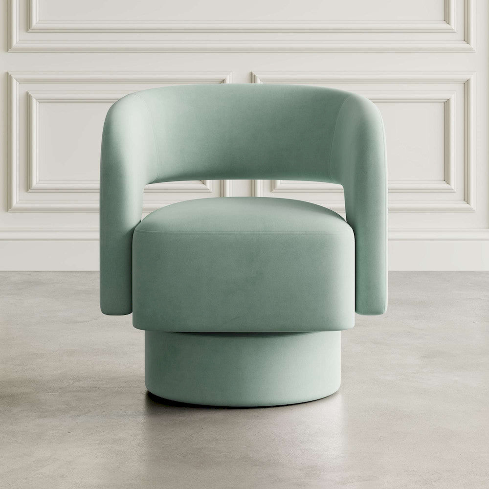 Jofran - Sutton Mid-Century Modern Upholstered Split-Back Curved Sculpture Swivel Accent Chair - Mint - SUTTON-SW-MINT view 4
